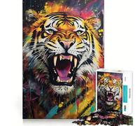 Puzzle da 1000 pezzi con murales di tigre e graffiti per adulti, gioco rilassante e divertente, taglio premium, regalo di compleanno 50x75cm