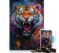 Puzzle da 1000 pezzi con murales di tigri e graffiti per adolescenti, gioco di logica stimolante per il relax, bordi chiari, sorpresa di compleanno 50x75cm