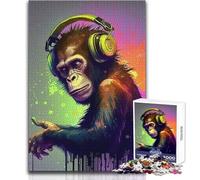 Puzzle da 1000 pezzi con musica da DJ e cuffie da scimmia, gioco educativo per la concentrazione mentale, idea regalo speciale e commovente, dimensioni 50x75cm