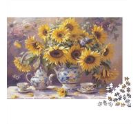 Puzzle da 1000 pezzi con natura morta di girasoli, stile vintage, per adulti dai 12 anni in su, gioco educativo, bellissima decorazione, regalo di compleanno, 52x38cm