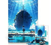 Puzzle da 1000 pezzi con nave affondata e ragazza per adolescenti, gioco di logica, antistress, taglio netto, lista dei desideri di Babbo Natale 38x52cm