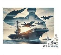 Puzzle da 1000 pezzi con nave da guerra della Marina Militare, portaerei, doppia esposizione, gioco educativo per adulti, decorazione per la casa, sfida ad alta difficoltà, di compleanno. 38x26cm