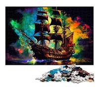 Puzzle da 1000 pezzi con nave pirata colorata, attività stimolante per tutta la famiglia, sfida per il cervello, regalo perfetto per adolescenti, 50x75CM/19,68x29,52 pollici.