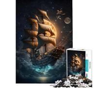Puzzle da 1000 pezzi con nave pirata fantasma volante Gioco rilassante giocattolo avvincente per coltivare la pazienza Ottimo regalo e giocattolo adatto alle coppie (dimensioni 38x52cm)