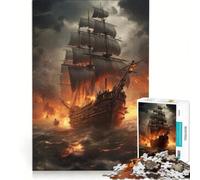 Puzzle da 1000 pezzi con nave pirata fantasy, gioco interattivo, attività divertenti da fare in casa, ideale come decorazione da scrivania 38x26cm