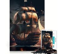 Puzzle da 1000 pezzi con nave pirata per adulti e ragazzi, gioco stimolante e antistress, con contorni nitidi, ideale come regalo per le vacanze (38x26cm)