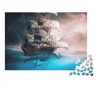 Puzzle da 1000 pezzi con nave pirata, veliero nell'oceano, per adulti, giochi educativi, decorazione per la casa, difficile, stimolante, per compleanni maschili e femminili, 52x38 cm/1000 pezzi