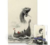 Puzzle da 1000 pezzi con nave vichinga e serpente marino per adulti, ideale per lo sviluppo cognitivo, la memoria e il relax, con bordi nitidi (38x26cm)