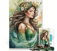 Puzzle da 1000 pezzi con ninfa della foresta ad acquerello,gioco per ragazzi che stimola la concentrazione,con bordi lisci e taglio di precisione,perfetto come regalo di Natale (50x75cm)