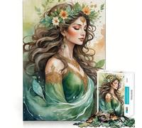 Puzzle da 1000 pezzi con ninfa della foresta ad acquerello per adolescenti,stimolante per la mente,divertimento senza spazi vuoti,incastro perfetto,piacevole svago per interni accoglienti (38x26cm)