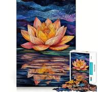 Puzzle da 1000 pezzi con ninfea e effetto vetrata artistica,gioco di abilità mentale,incastro stabile,parti che non si spostano,passatempo divertente per i lunghi weekend (38x52cm)