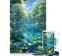 Puzzle da 1000 pezzi con ninfee,lago e foresta per ragazzi,ideale per un divertente gioco di memoria e per creare un'atmosfera rilassante in casa,perfetto per gruppi e attività al chiuso (38x52cm)