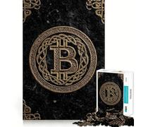 Puzzle da 1000 pezzi con nodo celtico Bitcoin,in oro,con giunture precise,gioco di logica,gioco rilassante,regalo di Natale (50x75cm)