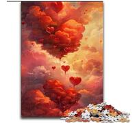 Puzzle da 1000 pezzi con nuvole d'amore colorate in legno, idea regalo per le feste, opera d'arte umoristica, opera d'arte dettagliata 50x75cm per compleanno, festa, Natale, Halloween