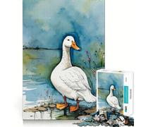 Puzzle da 1000 pezzi con oca ad acquerello per ragazzi,divertente da giocare,con incastri precisi e senza spazi vuoti,ideale per il divertimento in famiglia (38x52cm)