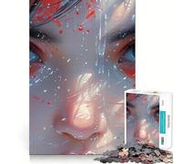 Puzzle da 1000 pezzi con occhi anime e bagliore rosso per adulti,gioco di memoria e allenamento per la mente,taglio laser per un incastro perfetto, alleviare lo stress (38x52cm)