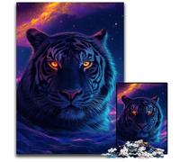 Puzzle da 1000 pezzi con occhi di tigre neri che brillano contro il muro, per adulti, attività per famiglie, decorazioni fai da te per la casa, regalo di Natale, 50x75CM/19,68x29,52 pollici