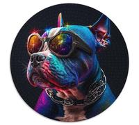 Puzzle da 1000 pezzi con occhiali da sole e cane per adulti,puzzle rotondo da 1000 pezzi,gioco creativo per famiglie e decorazioni per la casa,regalo di Natale perfetto per adolescenti,67,5x67,5 cm
