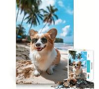 Puzzle da 1000 pezzi con occhiali da sole Welsh Corgi per adolescenti,divertente da giocare,ad incastro perfetto,senza spazi vuoti,per tutta la famiglia,attività serale (38x26cm)