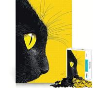 Puzzle da 1000 pezzi con occhio di gatto nero,taglio senza soluzione di continuità,gioco di logica,regalo,gioco casual,Natale,decorazione per la casa (38x52cm)