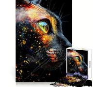Puzzle da 1000 pezzi con occhio di gatto Sphynx e schizzi colorati per adulti ideale per migliorare la memoria il tempo libero e ottenere bordi precisi perfetto come regalo per le festività 38x52cm