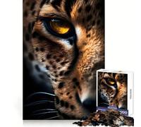 Puzzle da 1000 pezzi con occhio di ghepardo in primo piano, ideale per adolescenti, con design logico, divertente e dai bordi trasparenti, perfetto per il tempo libero e per collezionisti 38x52cm