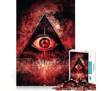 Puzzle da 1000 pezzi con occhio rosso in un triangolo, ideale per adolescenti, per migliorare la memoria e rafforzare i legami familiari Bordo preciso Regalo perfetto (50x75cm)