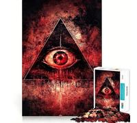 Puzzle da 1000 pezzi con occhio rosso in un triangolo, ideale per adulti, gioco di logica antistress, taglio di precisione, regalo per le festività (38x52cm)
