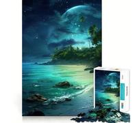 Puzzle da 1000 pezzi con oceano blu e cielo notturno,incastro perfetto,attività di gioco intelligente,divertimento per il tempo libero,regalo di compleanno 38x26cm