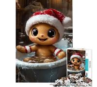 Puzzle da 1000 pezzi con omino di pan di zenzero nella vasca da bagno Natale WC gioco rilassante sfida per la mente e l'intelligenza giocattolo avvincente regalo per donne e uomini gara di velocità