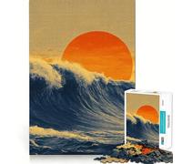 Puzzle da 1000 pezzi con onda al tramonto sull'oceano, ideale per adulti, gioco di concentrazione e svago a casa, con bordi netti, regalo perfetto per Babbo Natale (50x75cm)