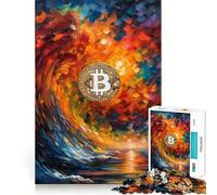 Puzzle da 1000 pezzi con onda Bitcoin,gioco di precisione e cognitivo,ideale per il tempo libero e come regalo di Natale (38x52cm)