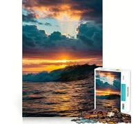 Puzzle da 1000 pezzi con onda oceanica al tramonto per adolescenti, ideale per stimolare la memoria, favorire la serenità e creare un'atmosfera piacevole (38x26cm)