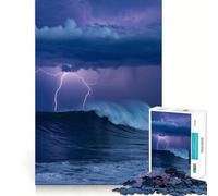 Puzzle da 1000 pezzi con onda oceanica tempestosa e fulmine per adulti e ragazzi ideale per migliorare la memoria favorire il rilassamento e creare un'atmosfera rilassante perfetto come regalo