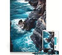 Puzzle da 1000 pezzi con onde della costa rocciosa per adulti e ragazzi, gioco di logica, casa, divertimento, taglio di qualità, regalo classico (38x26cm)