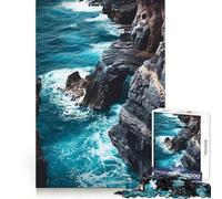 Puzzle da 1000 pezzi con onde della costa rocciosa per adulti, gioco di abilità mentale, hobby tranquillo, design, assemblaggio, regalo per le vacanze (38x52cm)