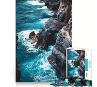Puzzle da 1000 pezzi con onde della costa rocciosa per adulti, gioco di abilità mentale, hobby tranquillo, design, assemblaggio, regalo per le vacanze (38x52cm)