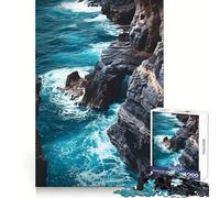 Puzzle da 1000 pezzi con onde della costa rocciosa per adulti, gioco di logica, antistress, ritaglio preciso, oggetto da collezione (50x75cm)