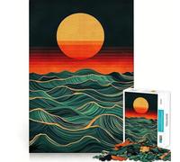 Puzzle da 1000 pezzi con onde dell'oceano al tramonto, ideale per ragazzi, gioco di logica, attività per la casa, bordi trasparenti, regalo perfetto 50x75cm