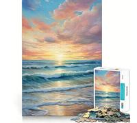 Puzzle da 1000 pezzi con onde dell'oceano al tramonto per adulti, gioco intelligente per interni, taglio preciso, regalo perfetto 50x75cm