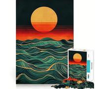 Puzzle da 1000 pezzi con onde dell'oceano al tramonto per ragazzi, gioco di logica puro, tranquillo, rilassante, pulito, decorazione da parete 38x26cm