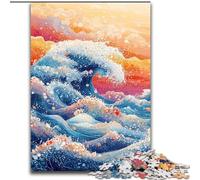 Puzzle da 1000 pezzi con onde in stile giapponese per adulti e ragazzi, modelli da assemblare, attività divertenti da fare a casa, regalo di compleanno, regalo da viaggio (26x38cm)