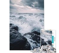 Puzzle da 1000 pezzi con onde oceaniche che si infrangono sugli scogli Puzzle da 1000 pezzi per la decorazione della casa Perfetto come regalo (38x26cm)