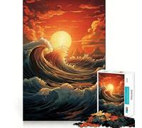 Puzzle da 1000 pezzi con onde oceaniche e tramonto per adulti, ideale per allenare la mente, rilassare e divertirsi con l'arte dell'assemblaggio, perfetto come regalo per le vacanze (38x52cm)