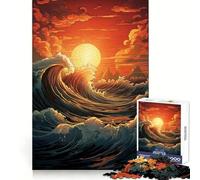 Puzzle da 1000 pezzi con onde oceaniche e tramonto per adulti, ideale per allenare la mente, rilassare e divertirsi con l'arte dell'assemblaggio, perfetto come regalo per le vacanze (38x52cm)