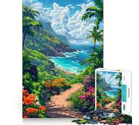 Puzzle da 1000 pezzi con onde retrò hawaiane,incastro perfetto a pixel,gioco creativo,attività per il tempo libero,decorazione natalizia (38x52cm)