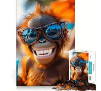 Puzzle da 1000 pezzi con orango sorridente e occhiali da sole ideale per adulti regalo gioco di logica e abilità antistress con taglio preciso perfetto per la lista dei desideri di Babbo Natale