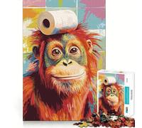 Puzzle da 1000 pezzi con orangutan e carta igienica in testa, ideale per adolescenti, stimola la memoria, favorisce la serenità e offre un regalo elegante (38x26cm)