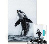 Puzzle da 1000 pezzi con orca che salta fuori dall'acqua, ideale per adulti Gioco di logica, relax e divertimento Opera d'arte dai bordi definiti (50x75cm)