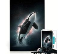 Puzzle da 1000 pezzi con orca che salta nello spazio, ideale per adolescenti, gioco cognitivo e rilassante, con bordo di alta qualità, perfetto per la lista dei desideri di Babbo Natale (38x26cm)